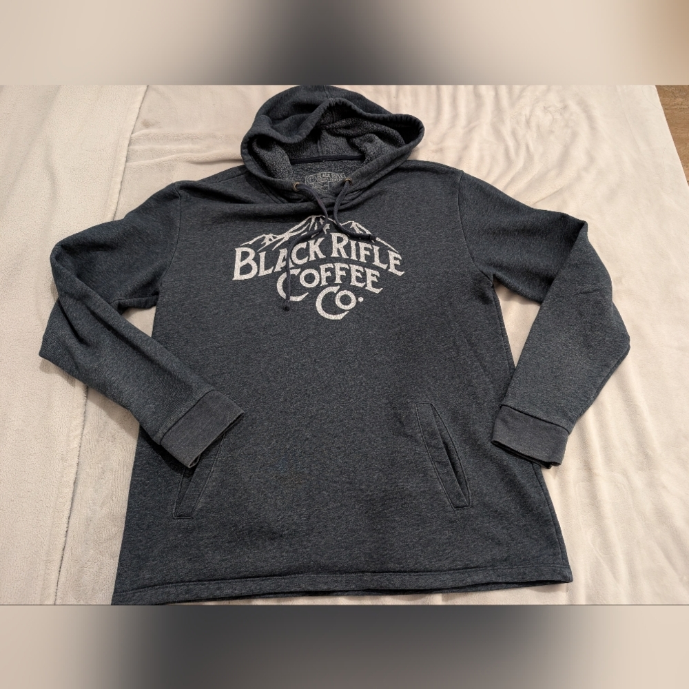 Black Rifle Coffee Company Mens M Blue Fleece Pullover Hoodie Sweater